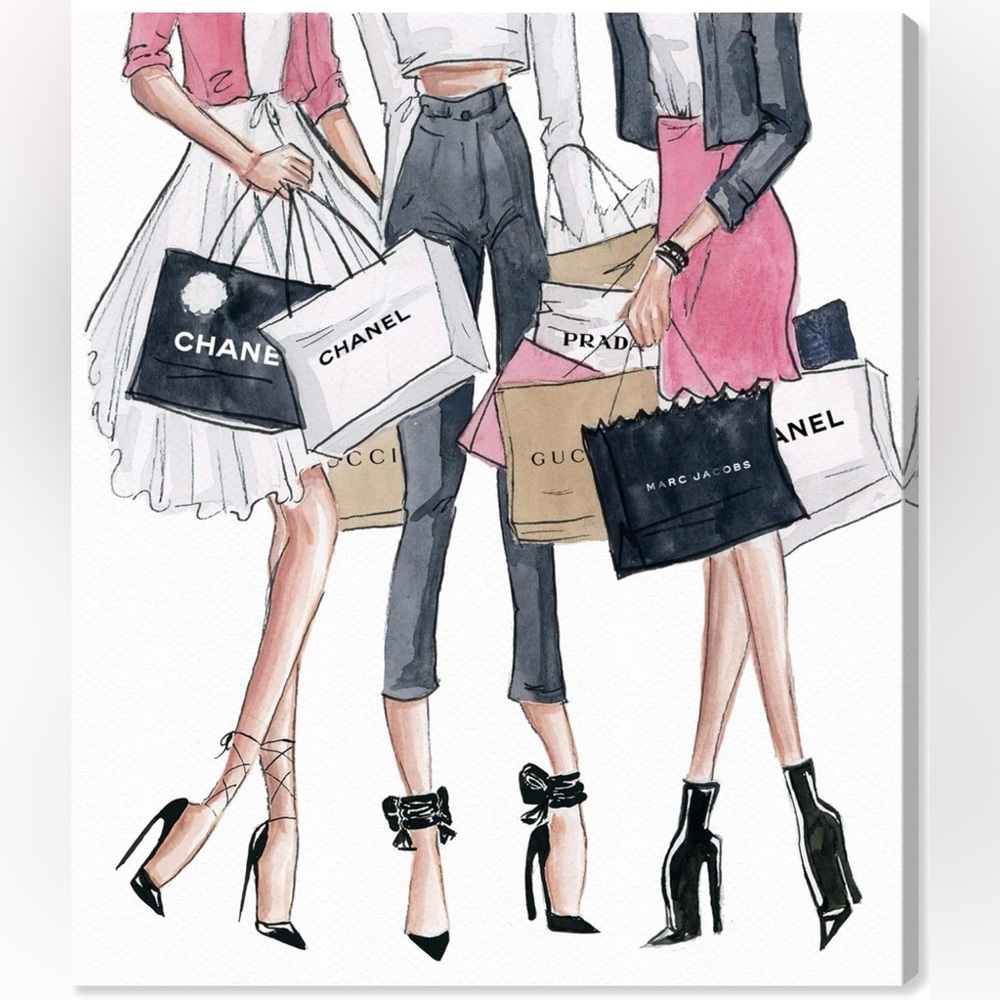 FASHIONISTA Chanel Gucci Prada Shopping Bag Canvas Art